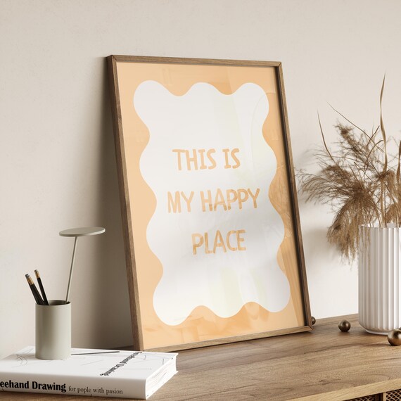 This Is My Happy Place Print Green Aeshetic Poster Room Decor Apartment Maximalist Wall Art Cute