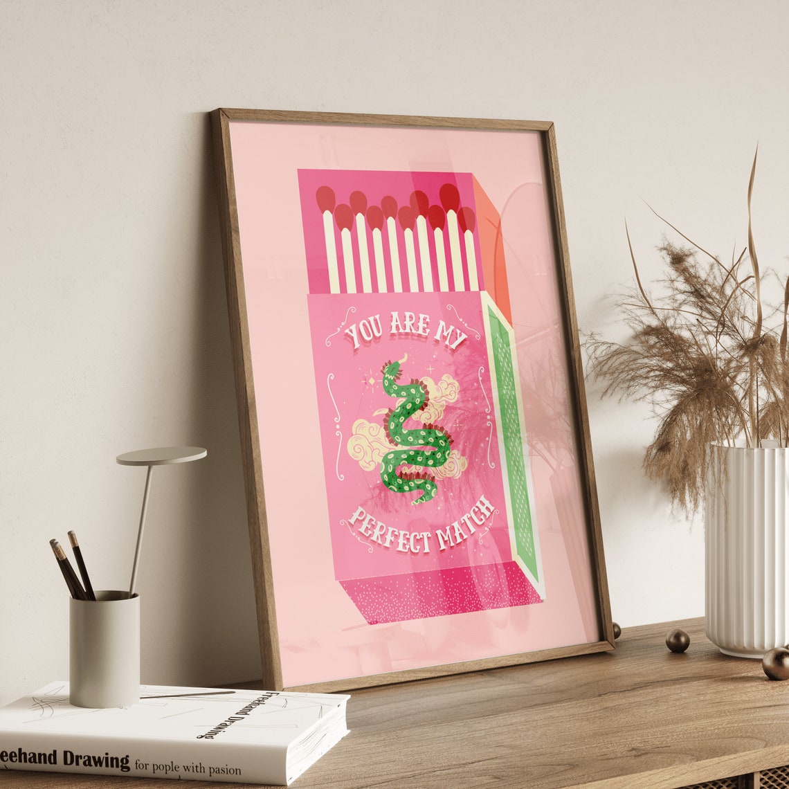 Pink Matchbox You Are My Perfect Match Dragon Romance Poster - Image 2