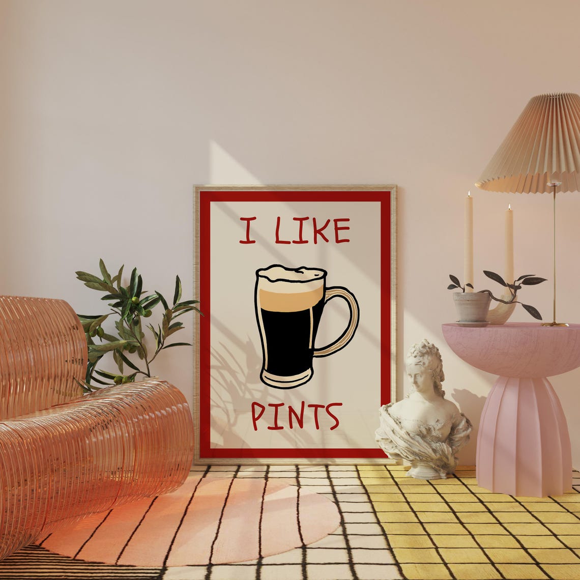 I Like Pints Irish Stout Beer Funny Retro Bar Pub Quote Poster - Image 5