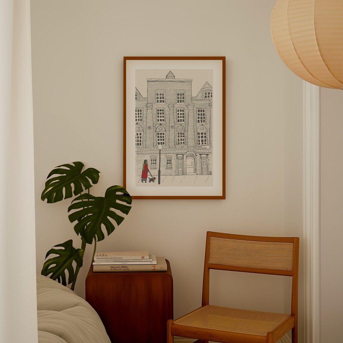London Dog Walker Travel Art Print, Architecture Drawing - Image 2