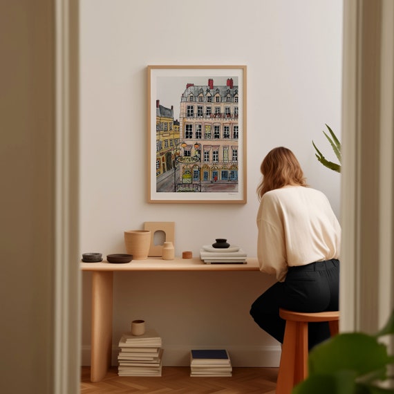 Hotel Du Louvre Paris Watercolor Architecture Art Print