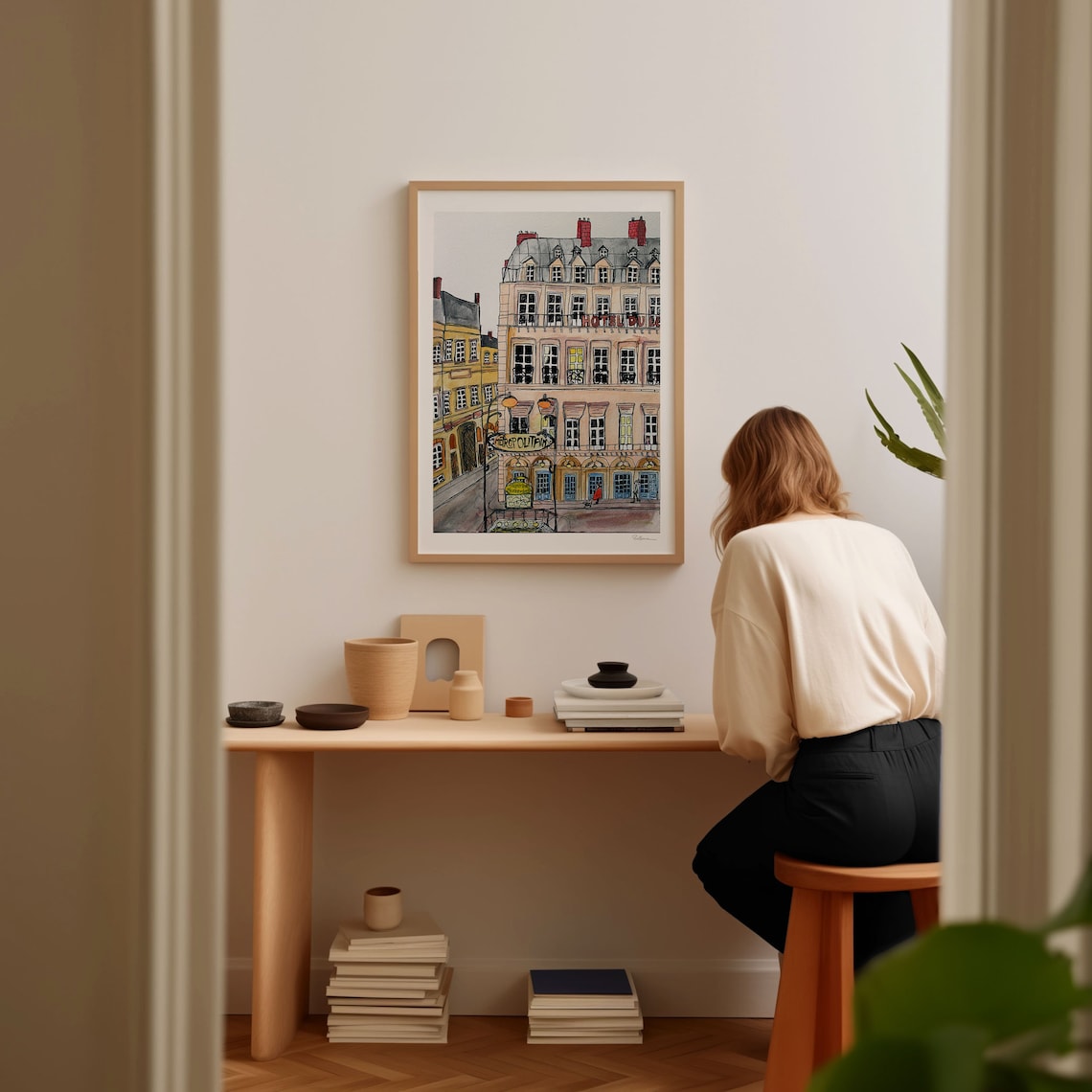 Hotel Du Louvre Paris Watercolor Architecture Art Print