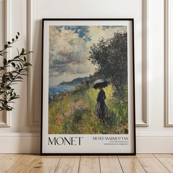 Claude Monet Seaside Parasol Walk Museum Exhibition Art Print