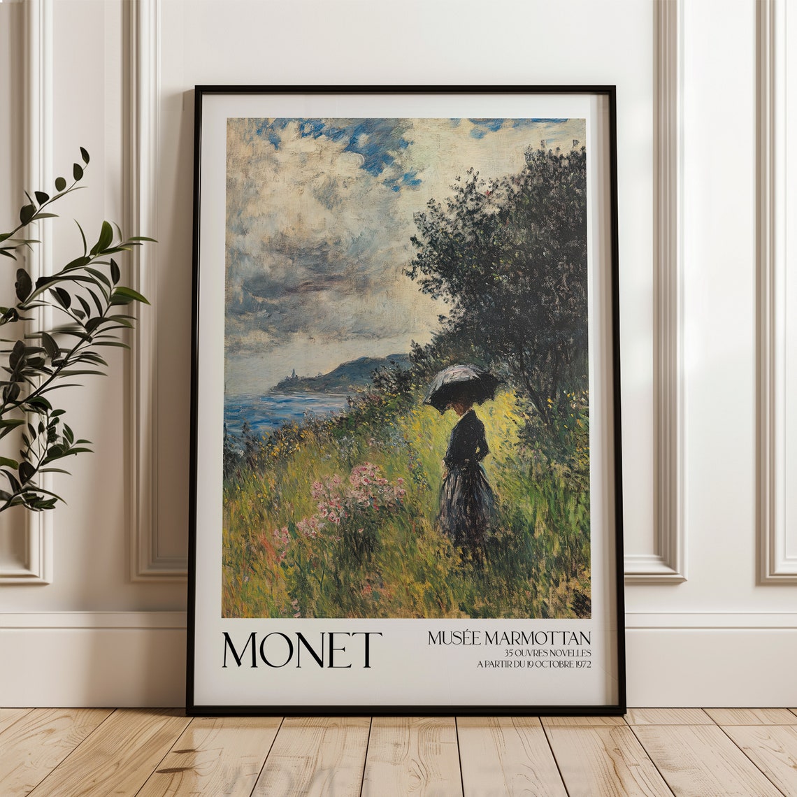 Claude Monet Seaside Parasol Walk Museum Exhibition Art Print