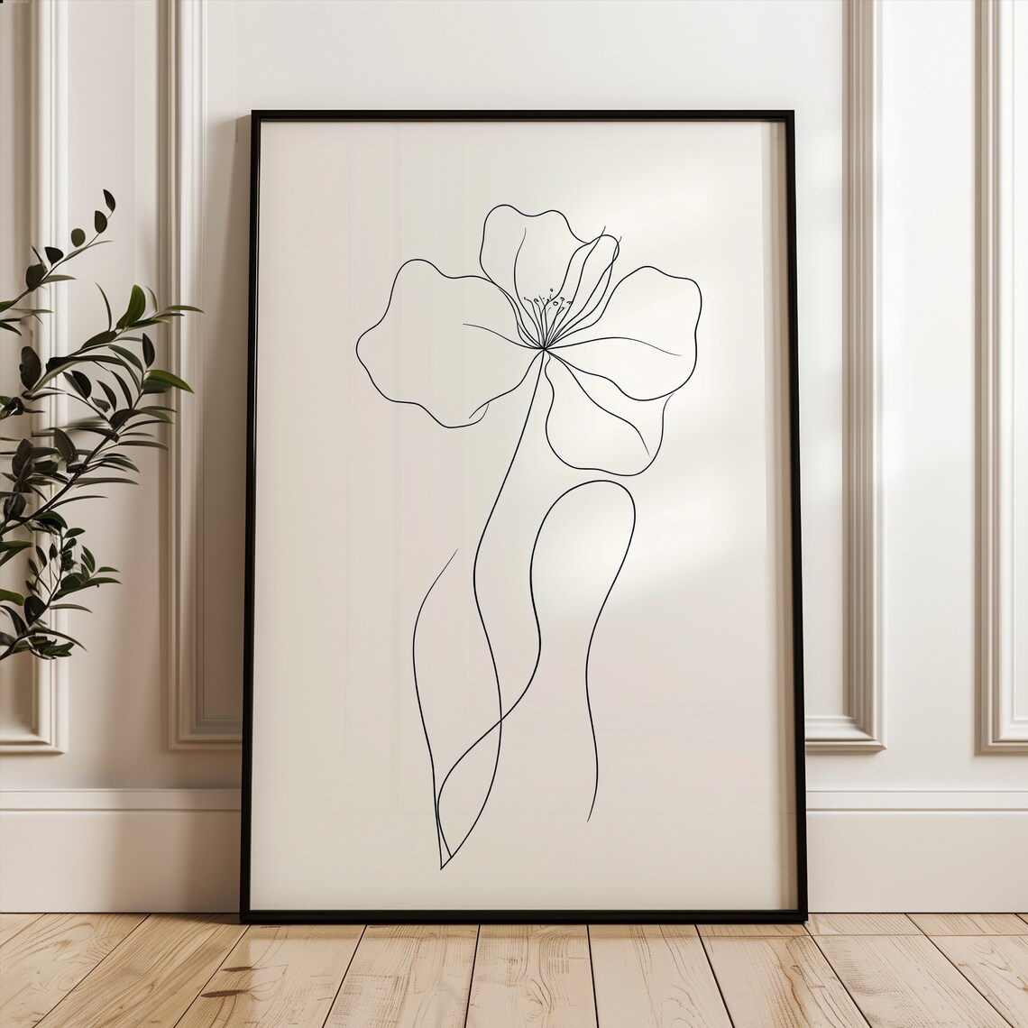 Flower Line Art Poster, Minimalist Botanical Print