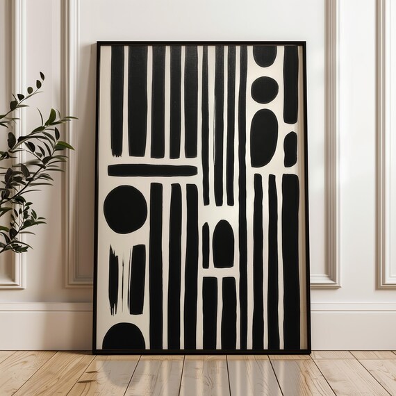 Minimalist Abstract Poster Black And Beige Print Modern Organic Wall Art Scandinavian Home