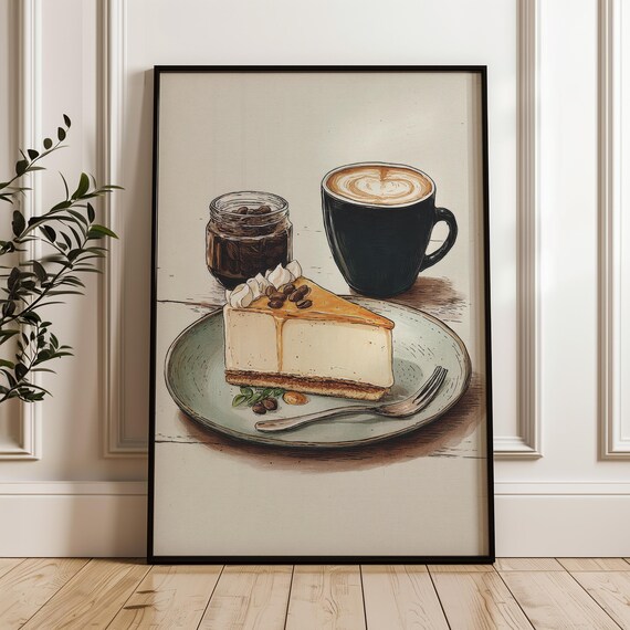 Kitchen Wall Art Poster Handdrawn Cake Print Matte Paper