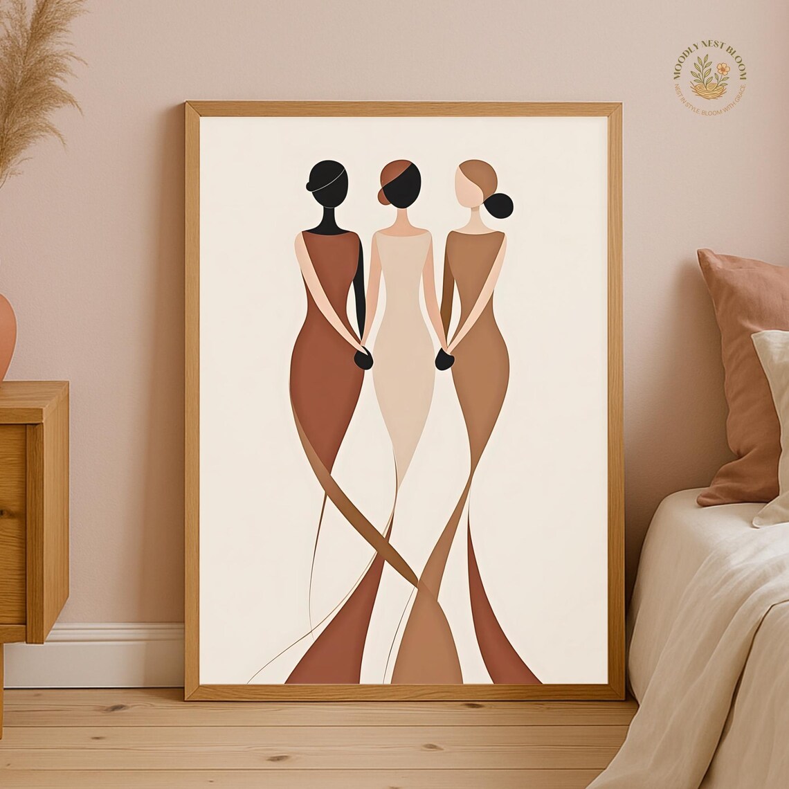 Empowering Women Sisterhood Art Print Earth Tone Female Silhouette