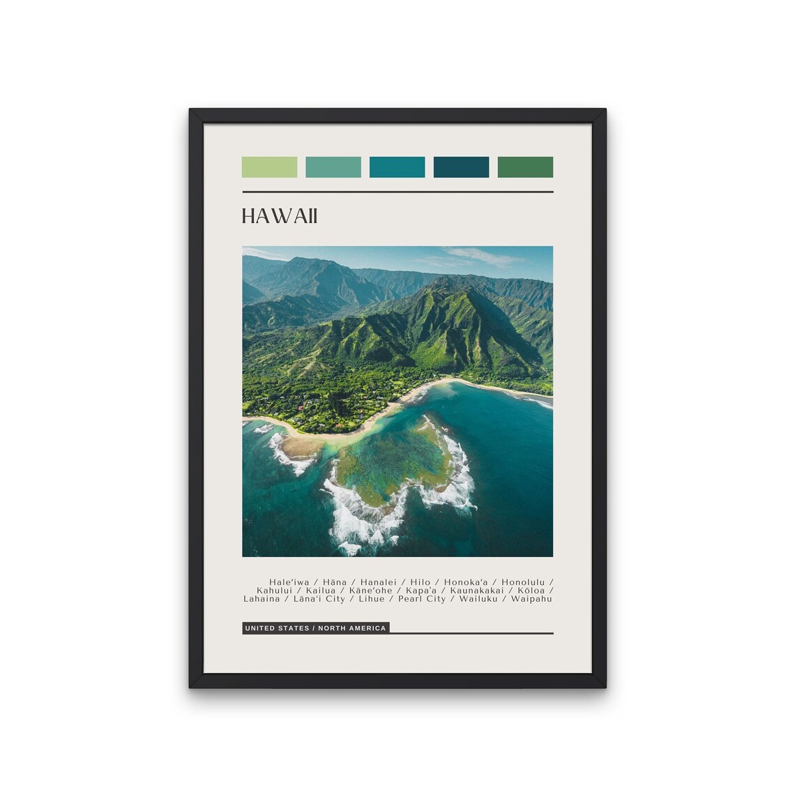 Hawaii Travel Poster, Color Block Travel Poster