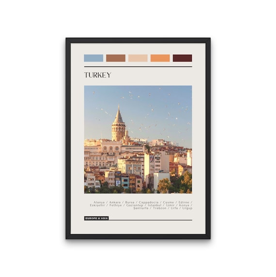 Turkey Istanbul Galata Tower Color Block Photo Travel Poster
