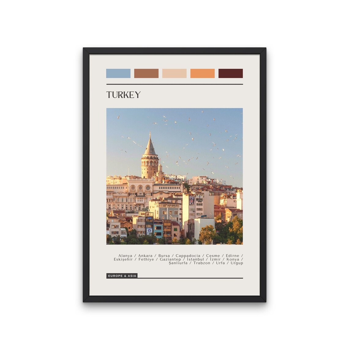 Turkey Istanbul Galata Tower Color Block Photo Travel Poster