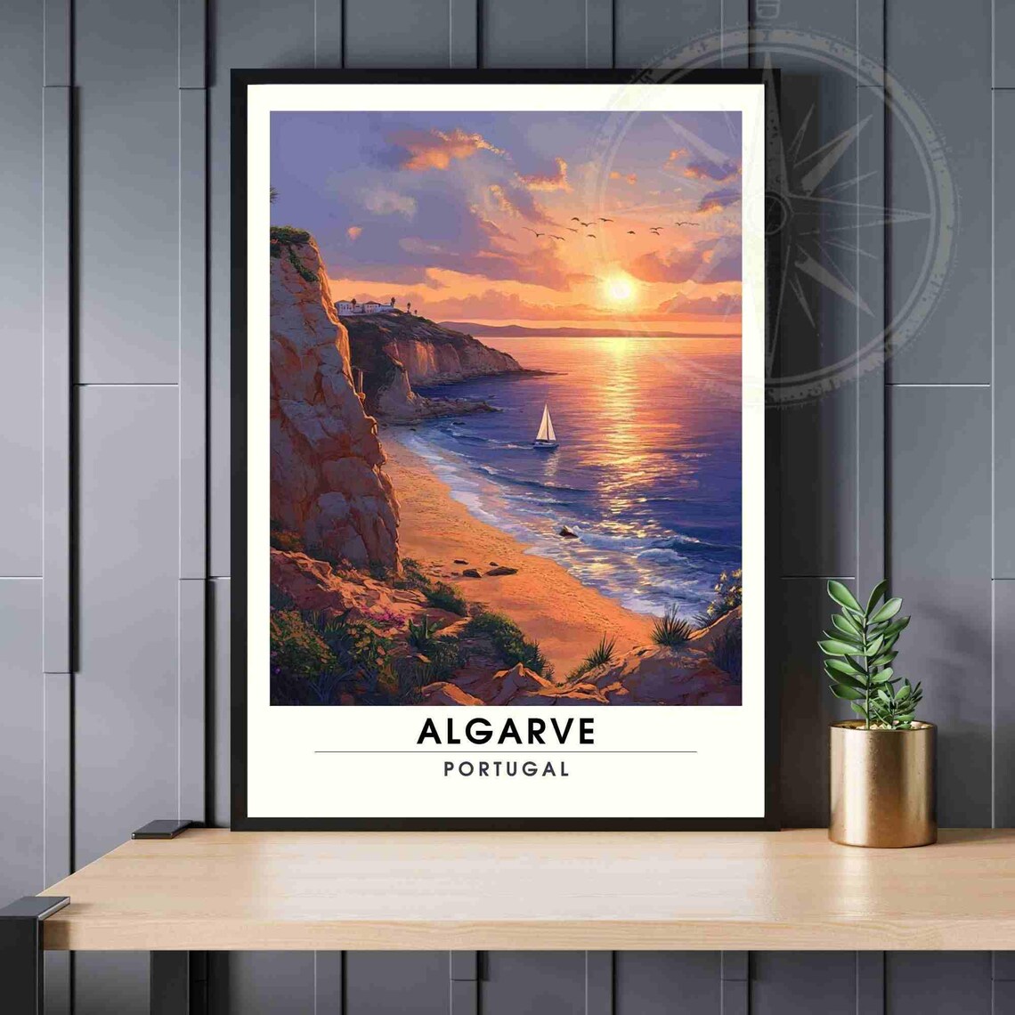 Algarve Portugal Sunset Travel Poster Print