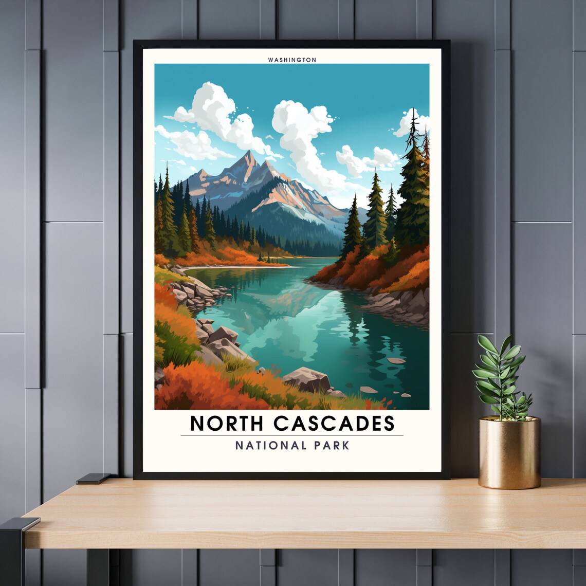 North Cascades National Park Washington Alpine Lake Autumn Poster