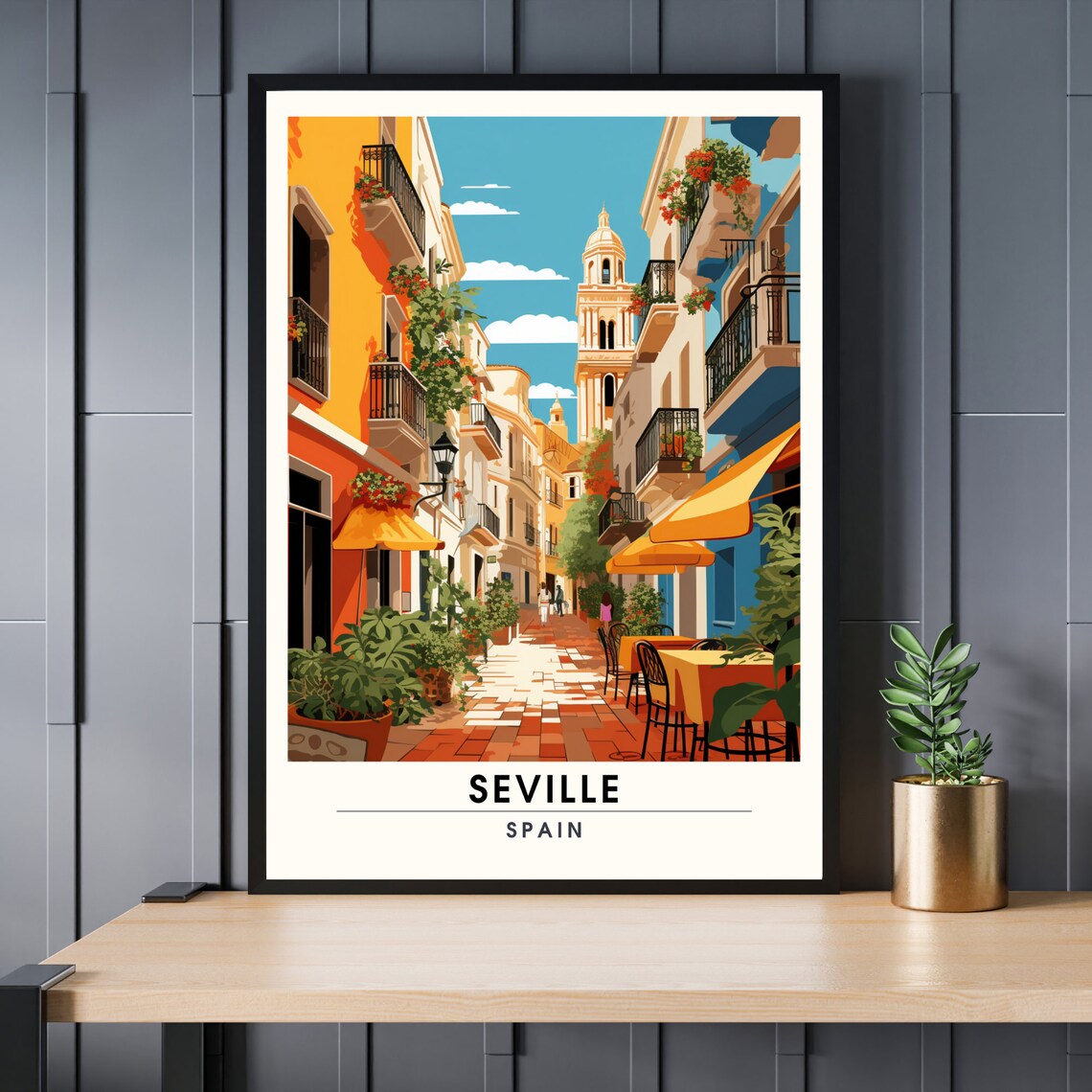 Seville Spain Travel Poster, European City Print