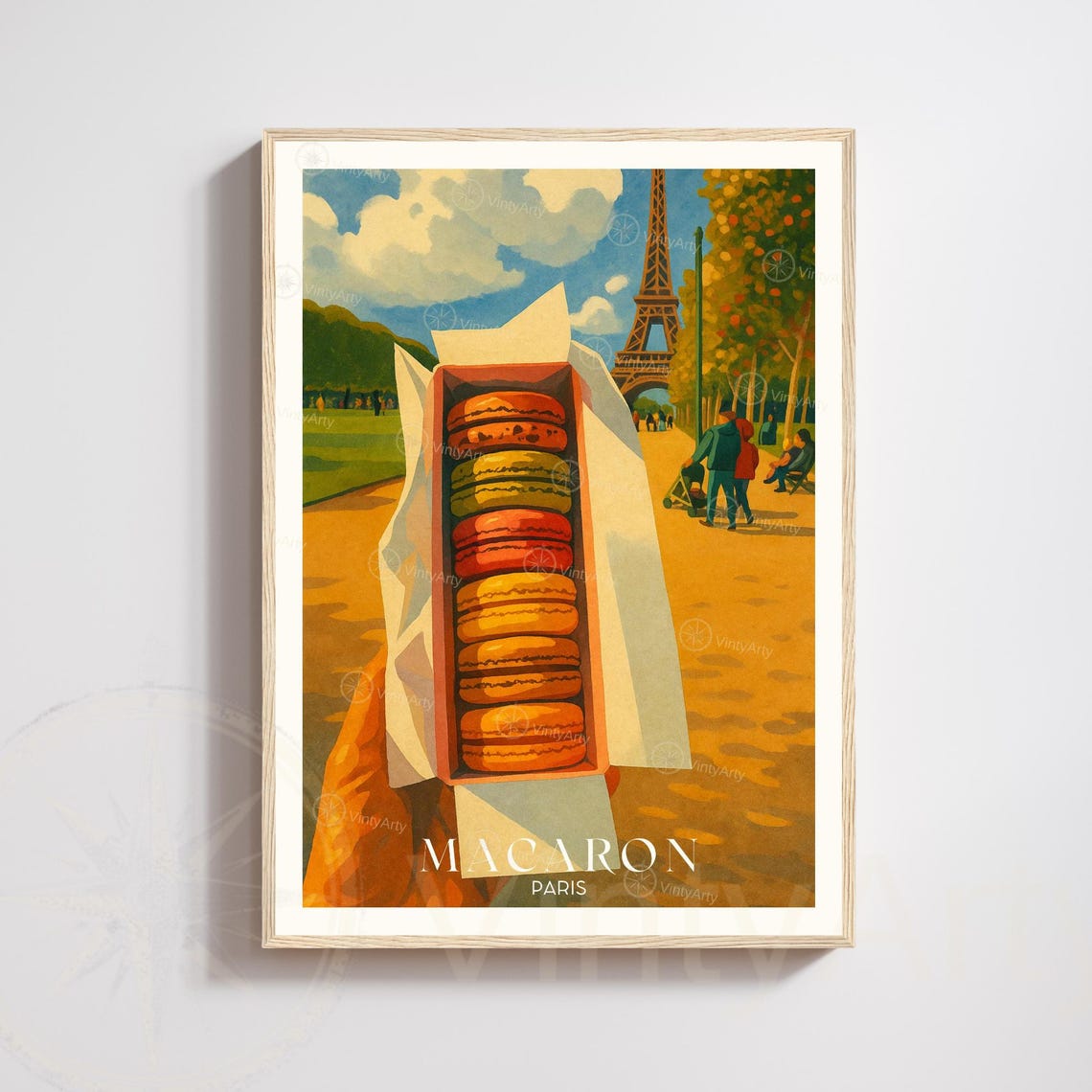 Macaron Paris Eiffel Tower French Pastry Vintage Travel Poster