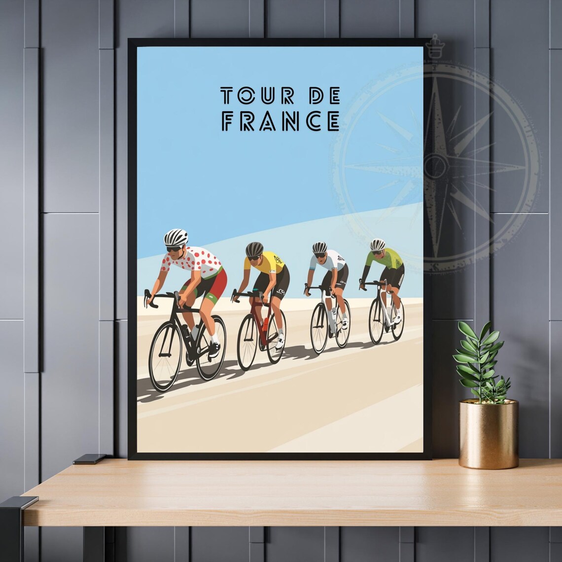 Tour de France Four Riders Jerseys Minimal Style Sports Poster