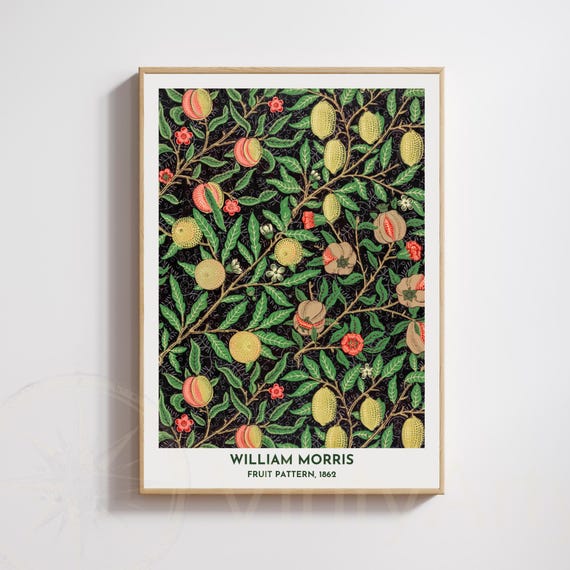 William Morris Fruit Pattern 1862 Art Print Vintage Arts Crafts Poster Botanical Wall With Fruits Historic Home Decor