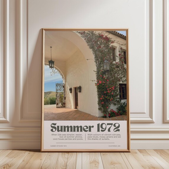 Summer 1972 Retro House Print Sunset Wall Art