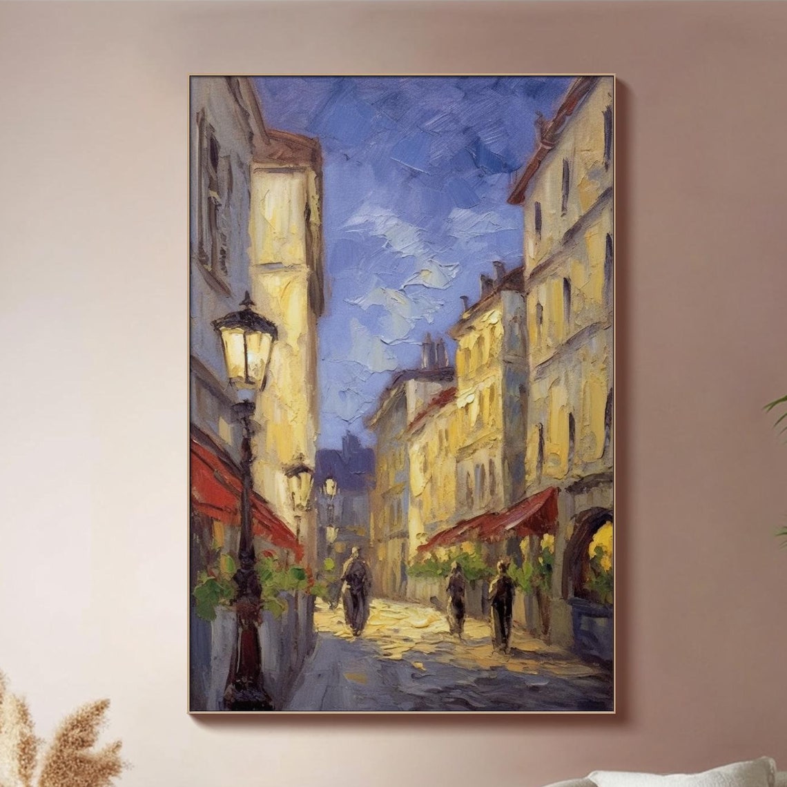 European Evening Street With Glowing Lanterns Old Town Travel Poster