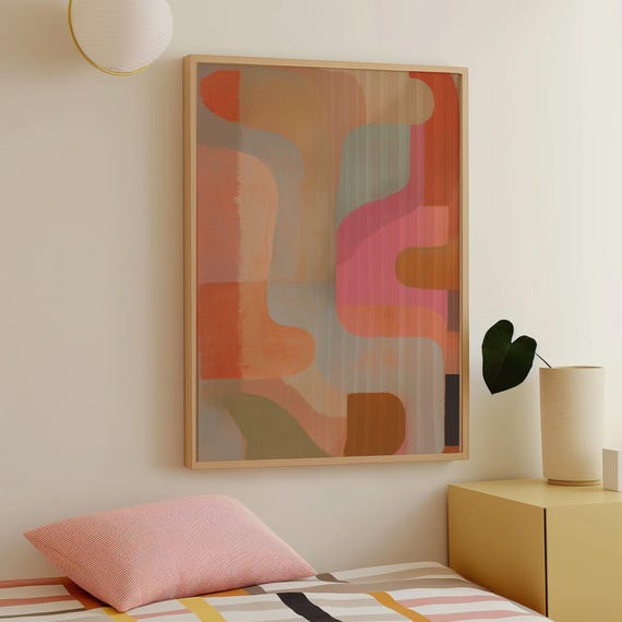 Modern Geometric Colorful Art Print Terracota Pink Contemporary Design Abstract Shapes Boho Terra Prints Digital Download