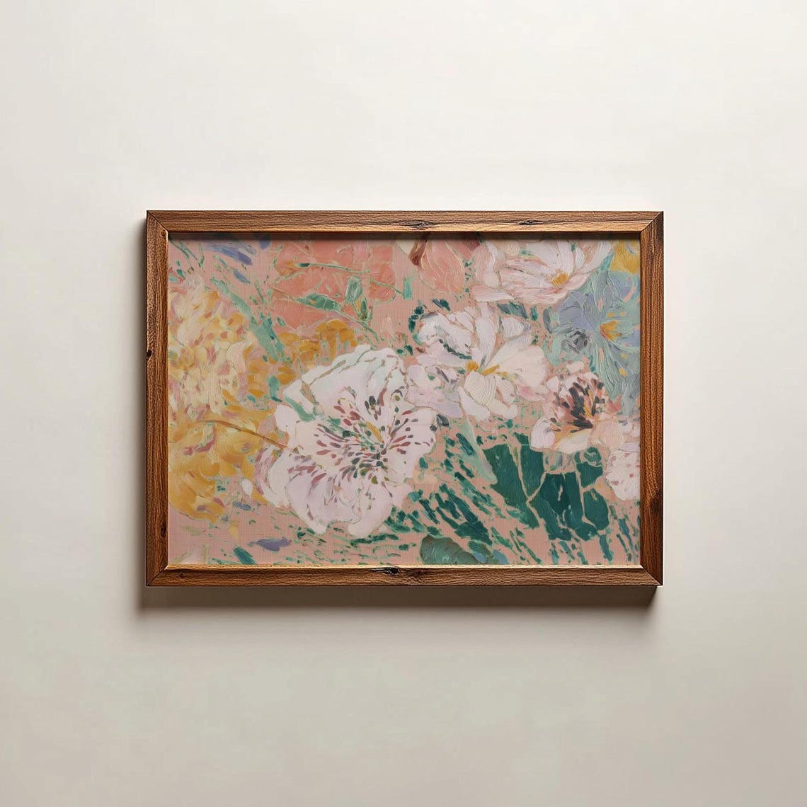 Pink Peony Floral Abstract Watercolor Textured Botanical Wall Poster