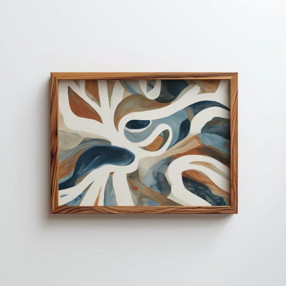 Blue Contemporary Abstract Oil Painting Minimalist Design Aesthetic Art Digital Download