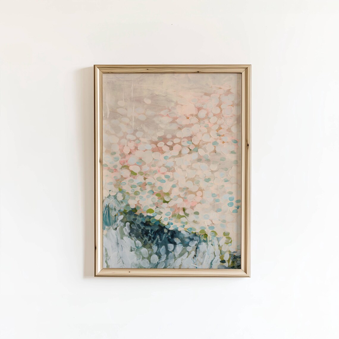 Abstract Pastel Floral Dots Soft Color Contemporary Painting Print