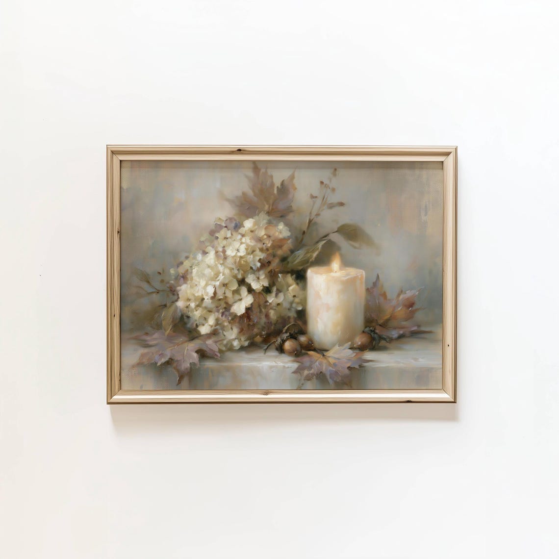 Neutral Still Life Print Candle Fall Art Cottagecore Autumn Wall Digital Download