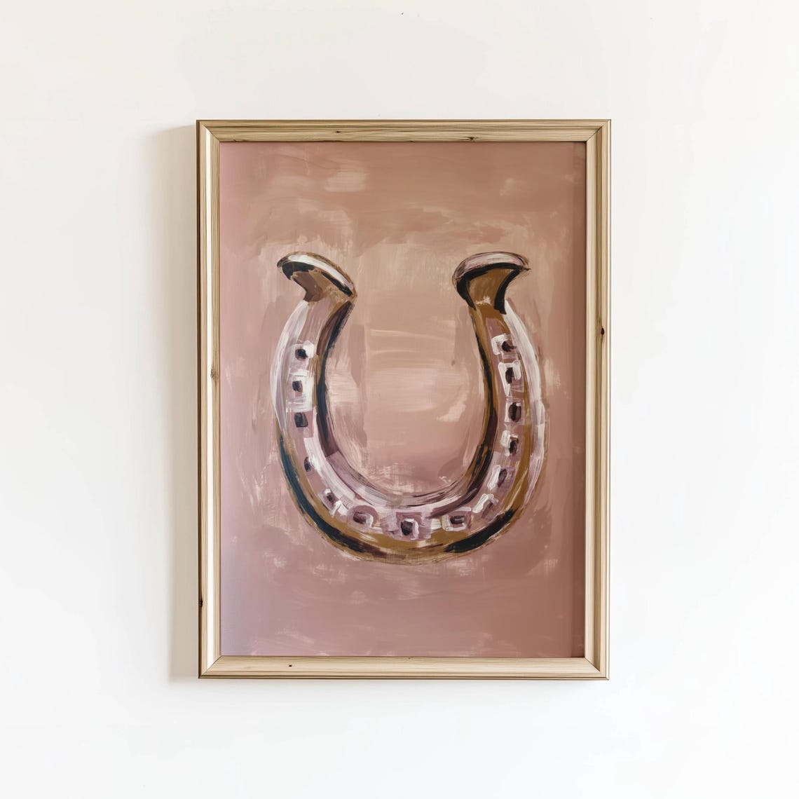 Horseshoe Lucky Charm Rustic Western Watercolor Equestrian Poster