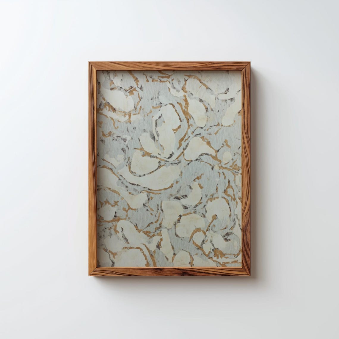 Blue Floral Abstract Art Print Vintage Textured Wall Decor Digital Download