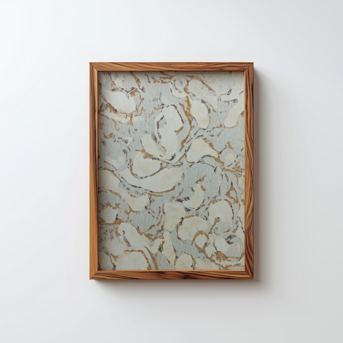Blue Floral Abstract Vintage Textured Botanical Soft Neutral Art Poster