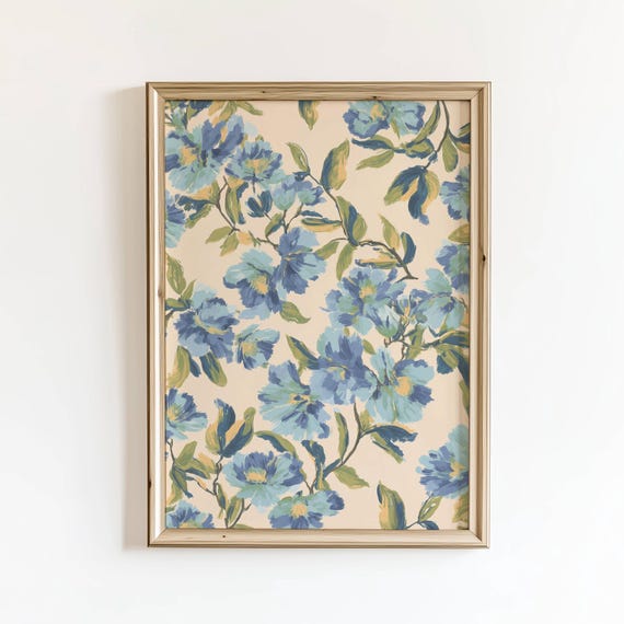 Vintage Floral Tapestry Print, Cottagecore Flower Poster