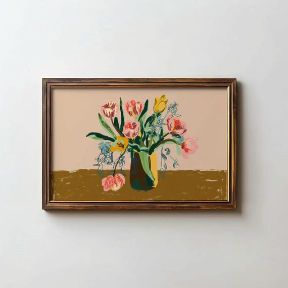 Contemporary Flower Print Modern Botanical Digital Poster Colorful Floral Art Download