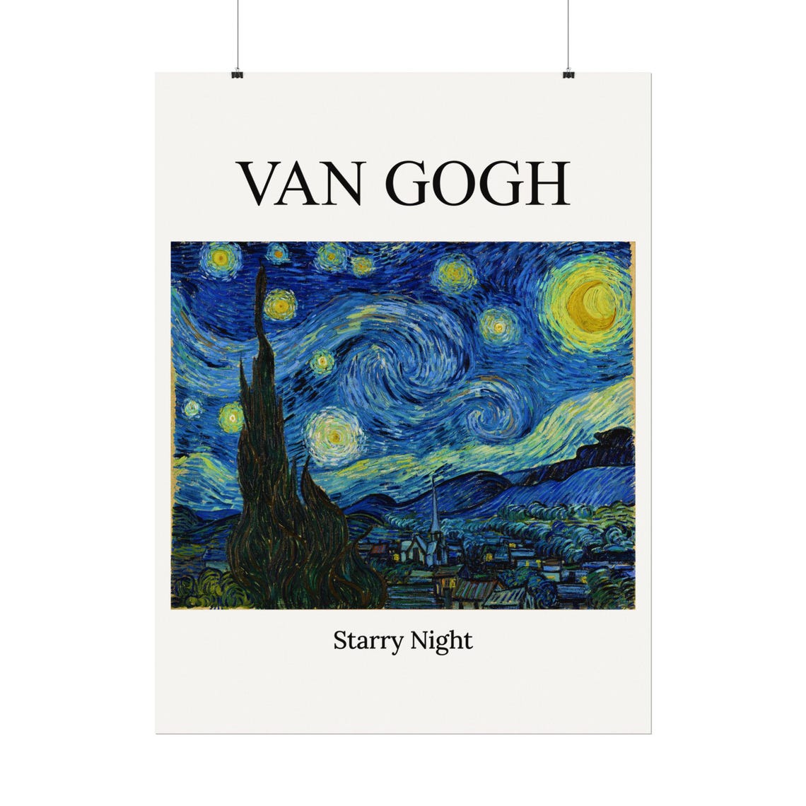 Vincent van Gogh The Starry Night Swirling Sky Museum Poster - Image 2