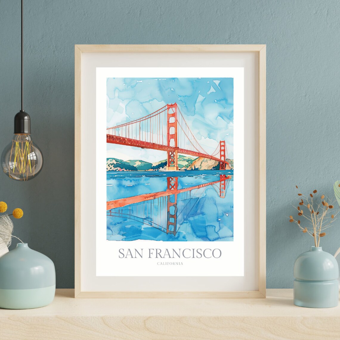 San Francisco Golden Gate Watercolor California Travel Poster - Image 2