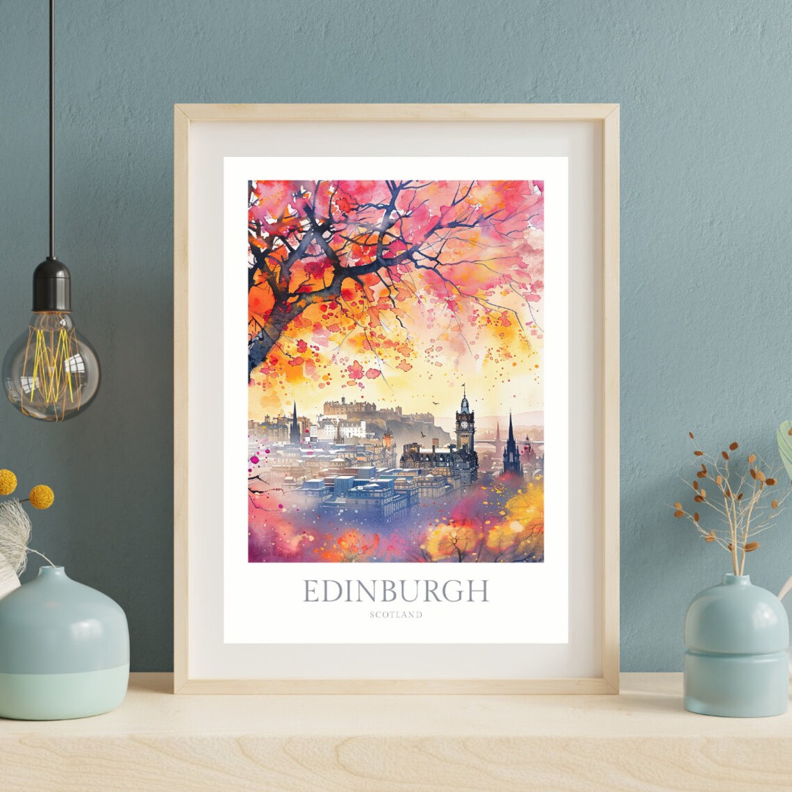Edinburgh Watercolor Travel Poster, Scotland Art Print - Image 2