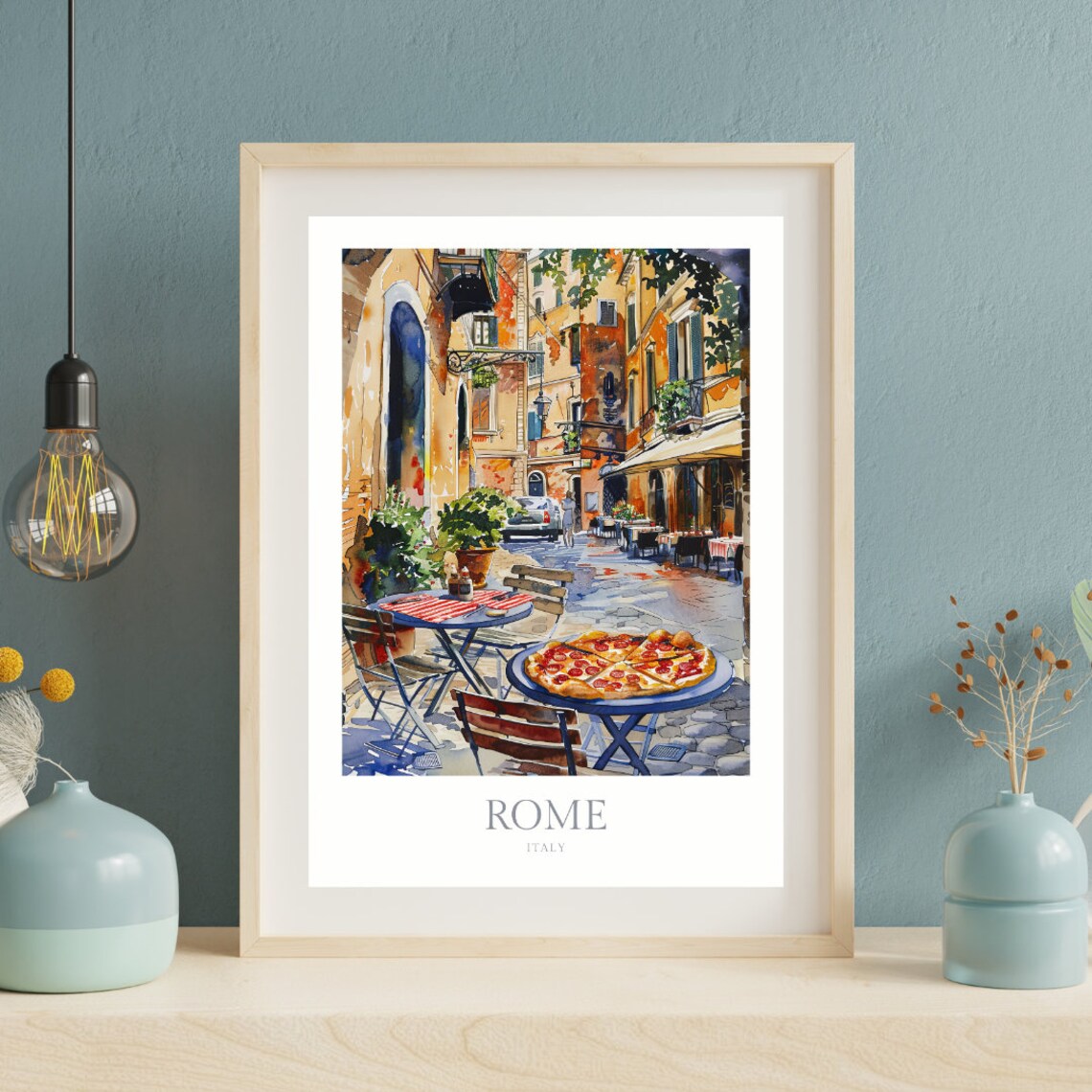 Rome Italy Watercolor Art Print, Food & Drink - Image 2