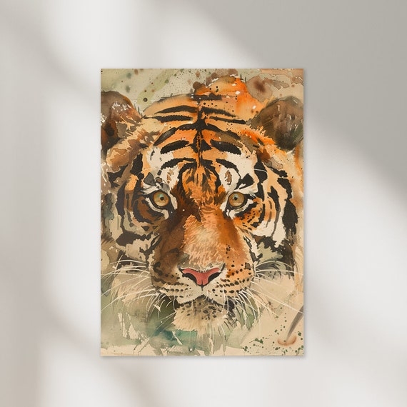 Tiger Watercolor Painting Wall Art Home Decor Tiger Poster Vintage Retro Wall Art Print Art Print