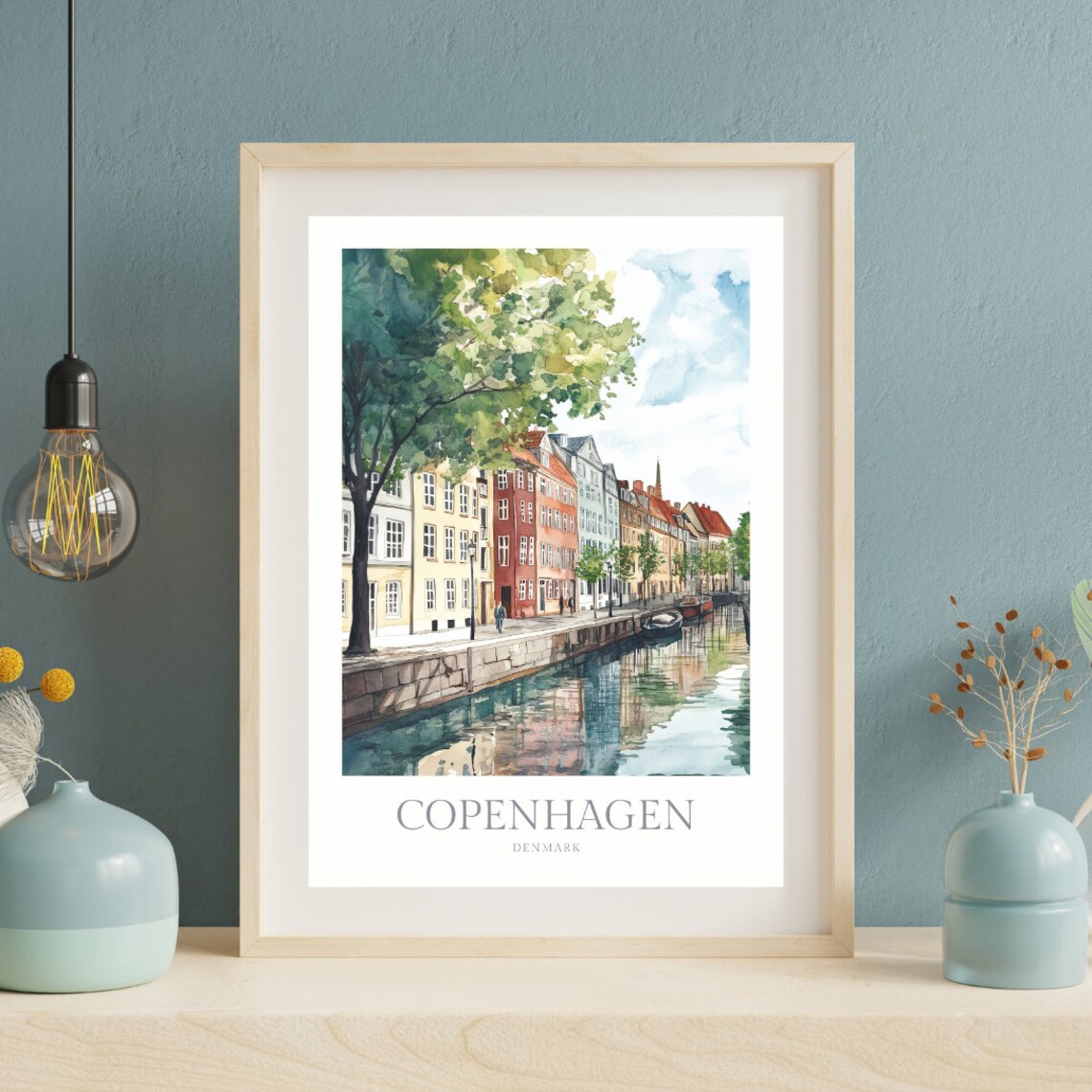 Copenhagen Denmark Watercolor Travel Poster - Image 3