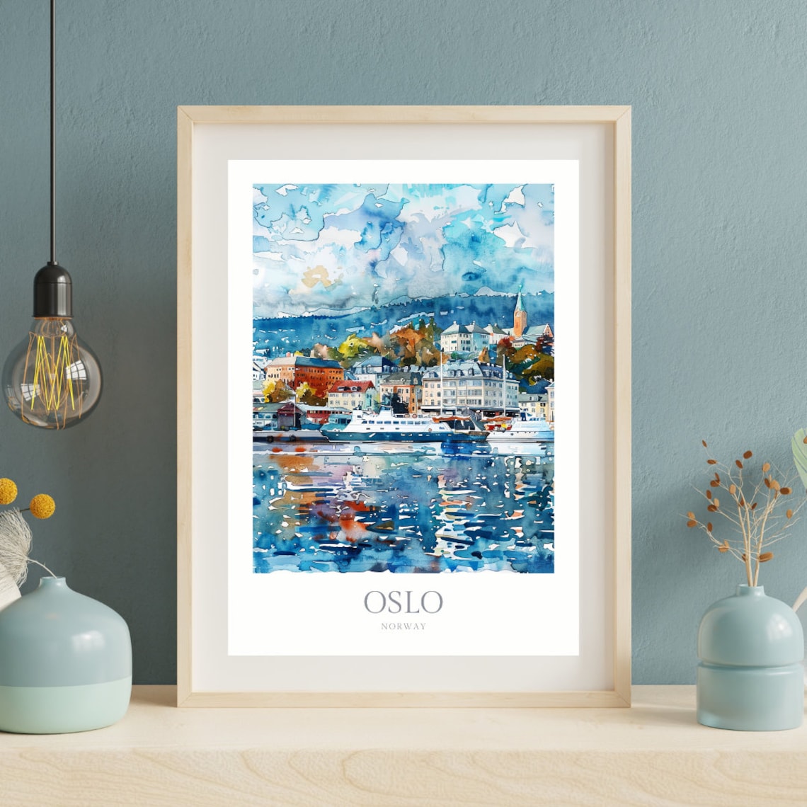Oslo Norway Watercolor Travel Poster - Image 2