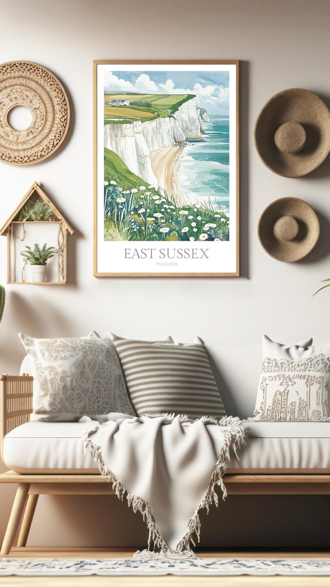 East Sussex England Watercolor Travel Poster Print - Image 2