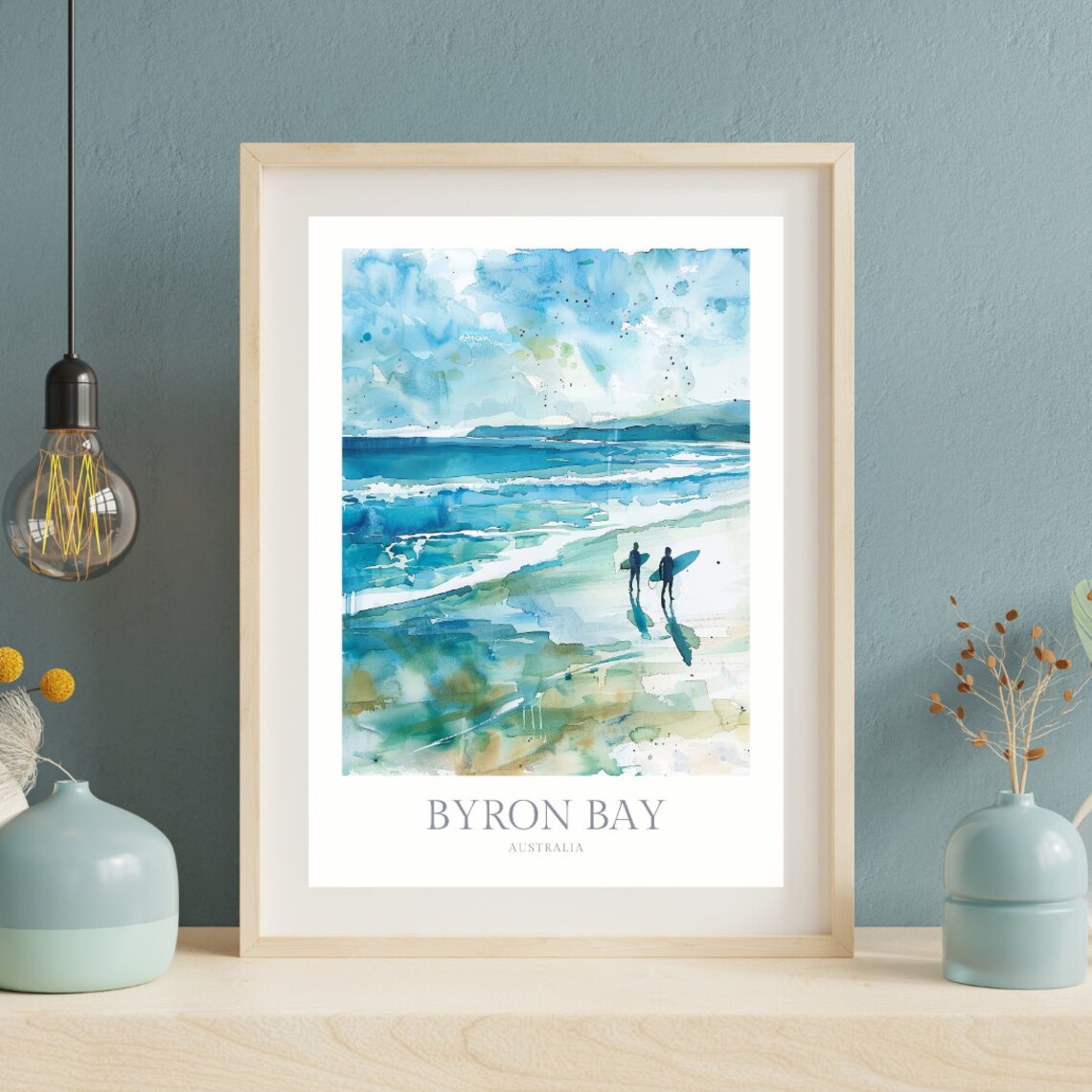 Byron Bay Australia Surf Beach Watercolor Coastal Travel Poster - Image 2
