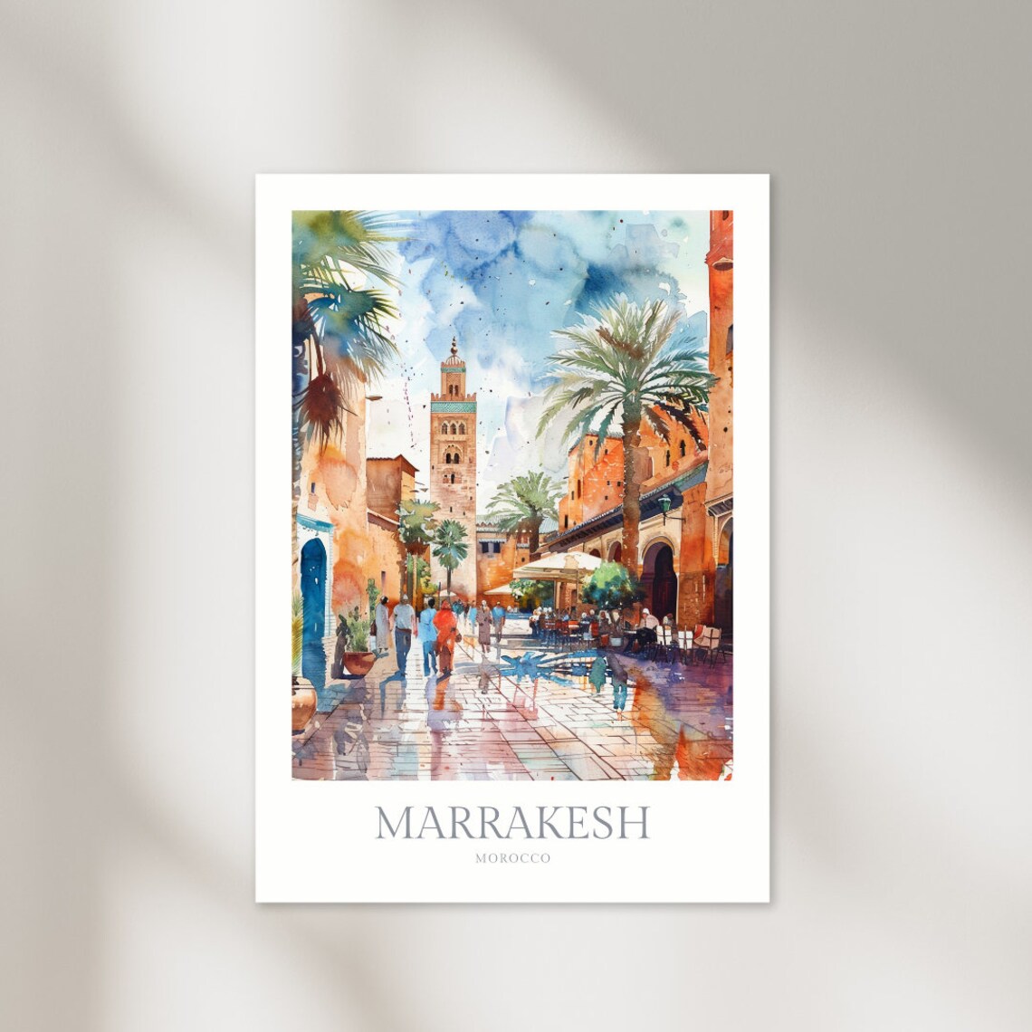 Marrakesh Morocco Watercolor Travel Poster