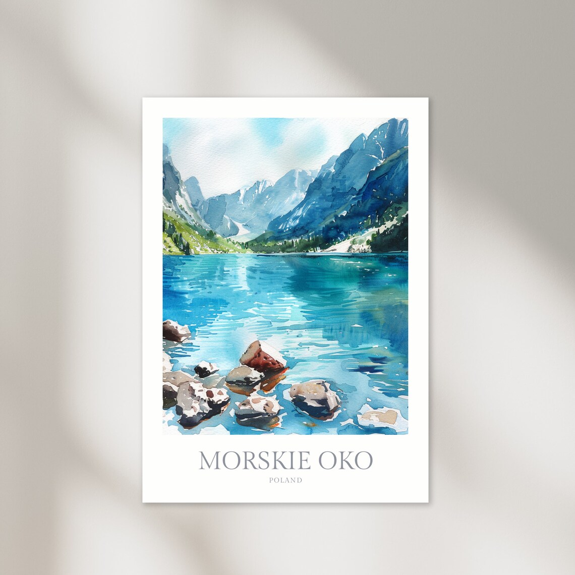 Morskie Oko Poland Tatra Mountains Lake Blue Water Watercolor Poster