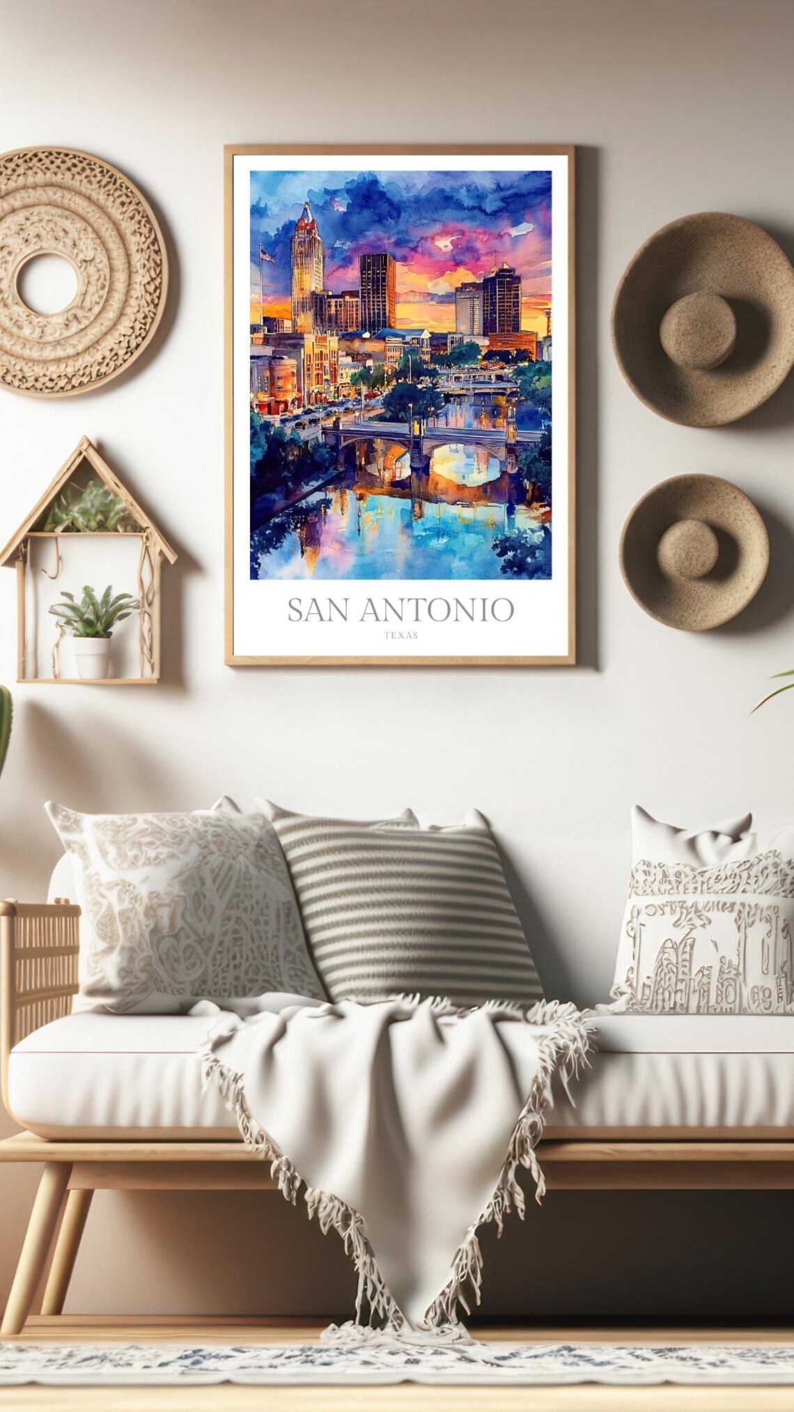 San Antonio Texas Watercolor Travel Poster Print - Image 2