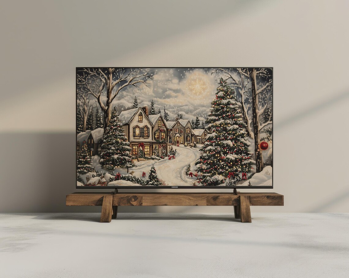 Vintage Christmas Tapestry Frame TV Art Print