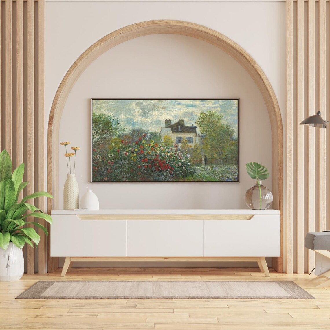 Impressionist Flower Garden Blooming House Spring Landscape Frame TV Poster - Image 2