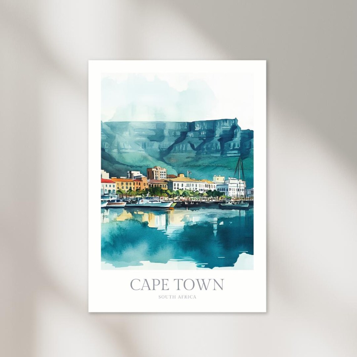Cape Town Watercolor Poster, South Africa Wall Art