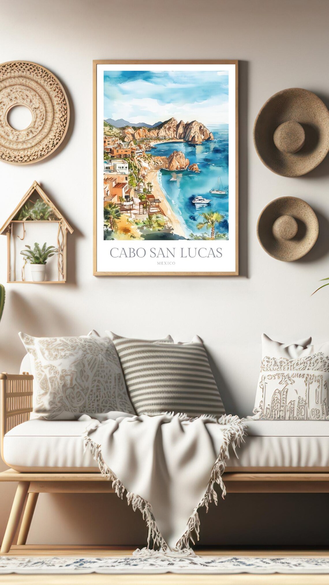 Cabo San Lucas Mexico Arch Beach Watercolor Coastal Travel Art Poster - Image 3