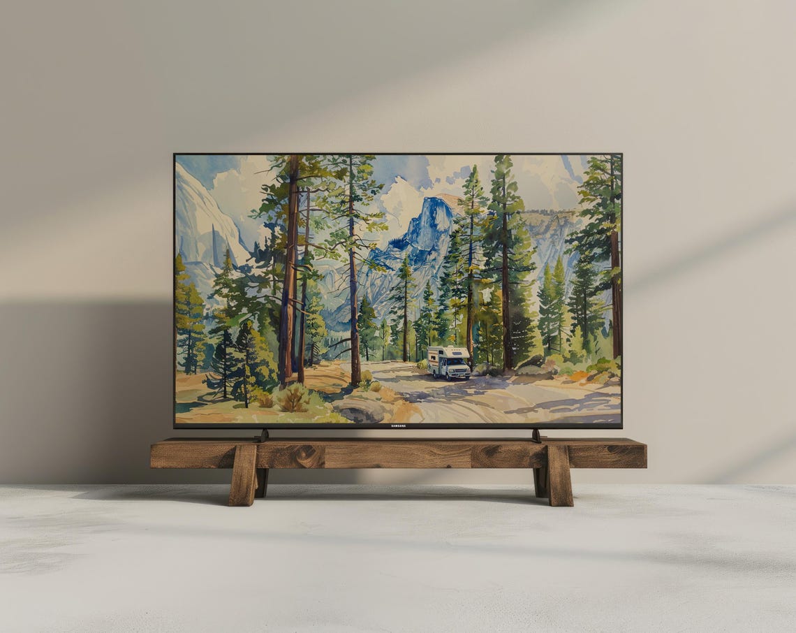 Yosemite National Park Watercolor Pine Forest Granite Cliffs Wall Art - Image 3